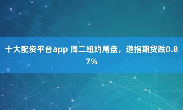 十大配资平台app 周二纽约尾盘，道指期货跌0.87%